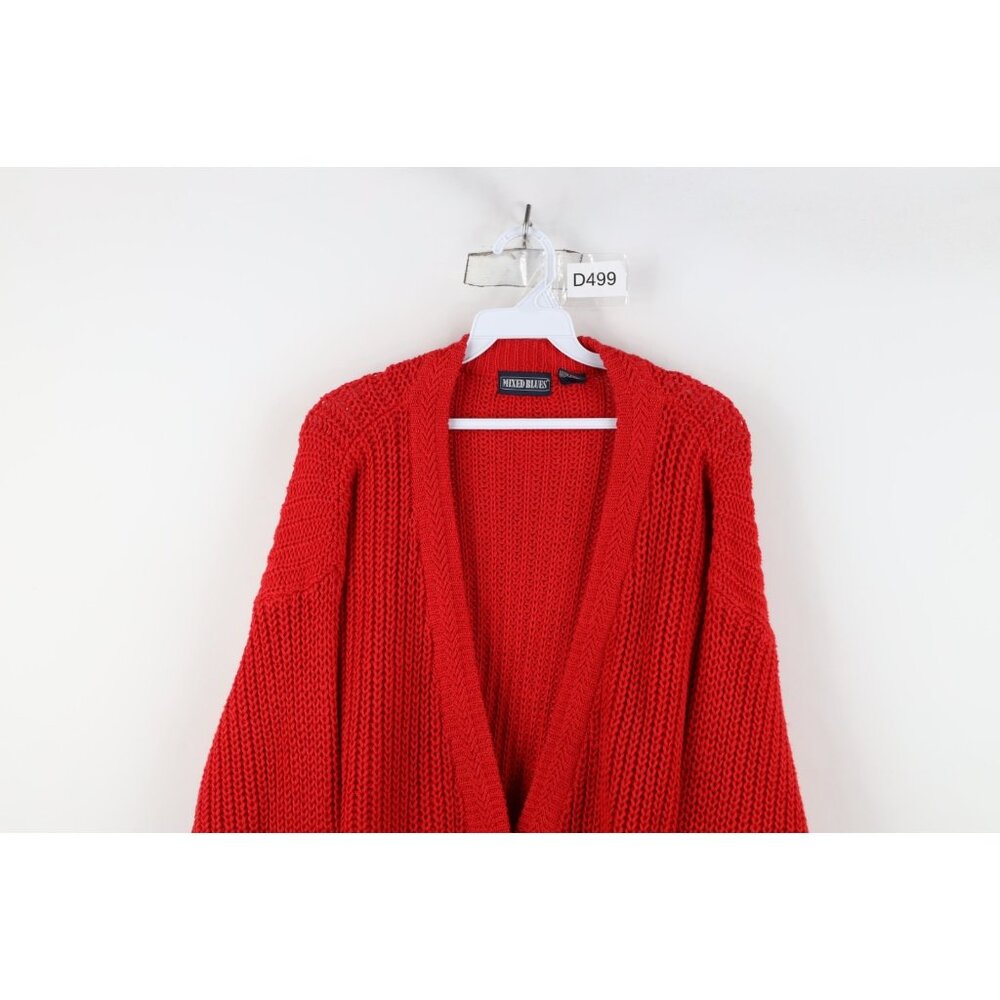 Vtg 90s Streetwear Womens Medium Faded Chunky Ribbed Knit Baggy Cardigan Sweater - Picture 2 of 9